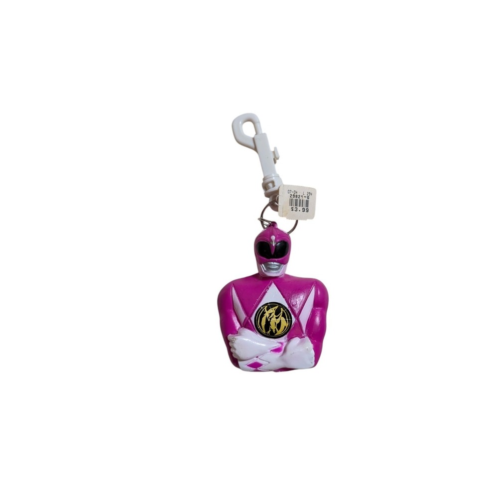 Vintage 1993 Mighty Morphin Power Rangers Pink Ranger Coin Case Keychain - Pouch